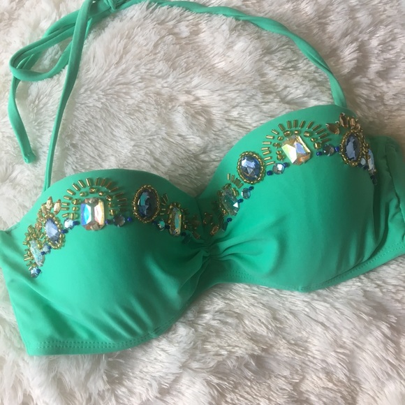 Other - Green Jeweled Bikini Top